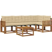 vidaXL Buiten bank set 6 st Natuurlijk en Beige