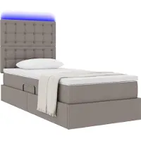 vidaXL LED opbergbed met matras Taupe 90 x 200 cm Stof