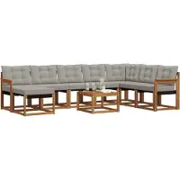 vidaXL Buiten bank set 9 st Naturel en lichtgrijs