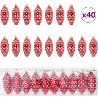vidaXL Kerstdennenappelbal 40 st Rood 4 x 9 cm Kunststof
