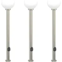 vidaXL Bolderverlichting met stopcontact 3 stuks 120 cm RVS IP44