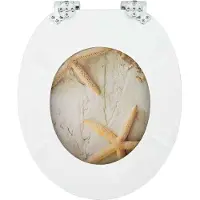 vidaXL Toiletbril 2 pcs Geel en Wit 44 x 38 cm Bewerkt hout