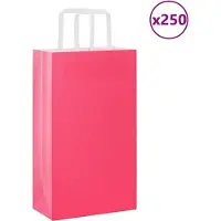 vidaXL Papieren zakken 250 st met hengsels 21x11x36 cm roze