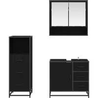 vidaXL Badkamermeubel Set 3 st Zwart Eiken 65 x 33 x 60 cm
