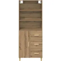 vidaXL Highboard Artisan Eiken 69,5 x 32,5 x 180 cm Bewerkt hout