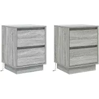 vidaXL Nachtkastje 2 st Grijs 39 x 34,5 x 50 cm Bewerkt hout