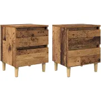 vidaXL Bedkasten 2 st Oud Hout 40 x 35 x 50 cm Bewerkt hout