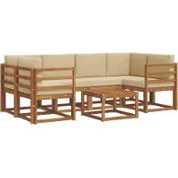 vidaXL Buiten bank set 7 st Natuurlijk en Beige
