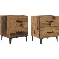 vidaXL Bedkast 2 st Oudhout 40 x 35 x 47,5 cm Bewerkt hout