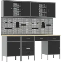 vidaXL Werk Cabinet 10 st Zwart en Grijs Engineered hout en staal