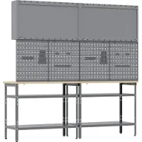 vidaXL Werkbankset 8 st Rood en Grijs Gepoedercoat staal