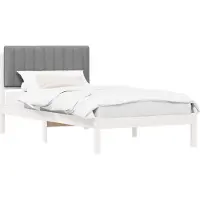 vidaXL Bedframe met gestoffeerde hoofdbord, lichtgrijs, 100 x 200 cm