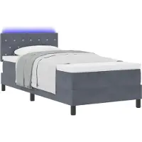 vidaXL LED Box Spring Bed Donkergrijs 90 x 190 cm Fluweel