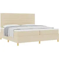 vidaXL Boxspring bed met matras met hoofdeinde Crème 200 x 200 cm Stof