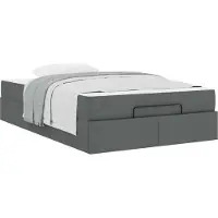 vidaXL Bedframe met matras 2 st Dim Grijs Stof