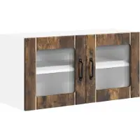 vidaXL Wandglas Kasten LUCCA Gerookt eiken 80 x 31 x 40 cm