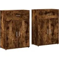 vidaXL Dressoirs 2 st 60x30x84 cm bewerkt hout gerookt eikenkleurig
