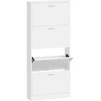 vidaXL Schoenenkast 59x17x150 cm bewerkt hout hoogglans wit