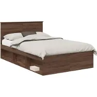 vidaXL Bedframe met hoofdeinde Bruin Eiken 120 x 190 cm Bewerkt hout