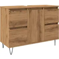 vidaXL Badkamerkast 80x33x60 cm bewerkt hout artisanaal eikenkleurig