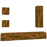 vidaXL 5-delige Tv-meubelset bewerkt hout gerookt eikenkleurig