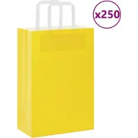 vidaXL Papieren zakken 250 st met hengsels 21x11x31 cm geel