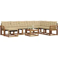 vidaXL Buiten bank set 9 st Natuurlijk en Beige