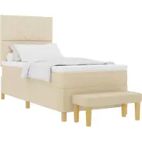 vidaXL Boxspring bed met kussen met hoofdeinde Crème 200 x 100 cm Stof