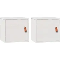 vidaXL Wandkasten 2 st 31,5x30x30 cm massief grenenhout wit