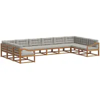 vidaXL Buiten bank set 10 st Natuurlijk en Licht Grijs