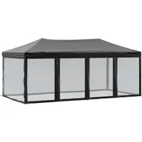 vidaXL Partytent inklapbaar met zijwanden 3x6 m zwart