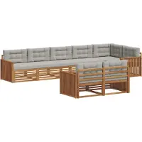 vidaXL Buiten bank set 8 st Natuurlijk en Licht Grijs