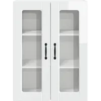 vidaXL Wandkast met glazen deuren, model PORTO, hoogglans wit, 60 x 31 x 80 cm