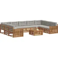 vidaXL Buiten bank set 10 st Natuurlijk en Licht Grijs