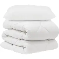 vidaXL Deken Set met kussen 2 st Wit Microvezel
