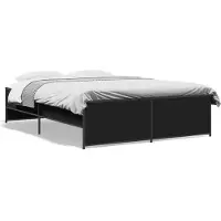 vidaXL Bedframe bewerkt hout metaal zwart 120x200 cm