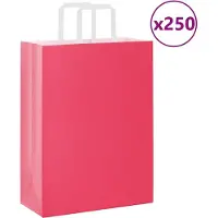 vidaXL Papieren zakken 250 st met hengsels 26x12x35 cm roze