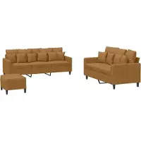 vidaXL 3-delige Loungeset met kussens fluweel bruin