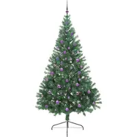 vidaXL Kunststof Voorverlichte Kerstboom met 300 LED Groen 240 cm PVC