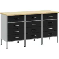 vidaXL Werk Cabinet met lade 3 st Zwart en Grijs 150 x 55 x 85 cm