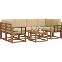 vidaXL Buiten bank set 7 st Natuurlijk en Beige