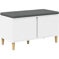 vidaXL Hallenbank Wit 80 x 38 x 46 cm Geengineerd Hout en Stof