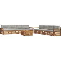 vidaXL Buiten bank set 9 st Natuurlijk en Licht Grijs