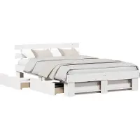 vidaXL Bedframe met hoofdeinde Wit 140 x 200 cm Massief grenenhout