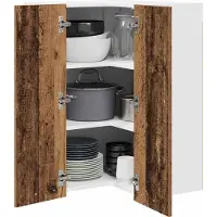 vidaXL Hangkast Oud Hout en Wit 57 x 57 x 80 cm Bewerkt hout