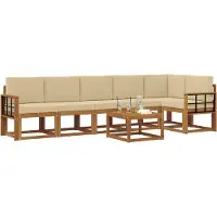 vidaXL Buiten bank set 7 st Natuurlijk en Beige