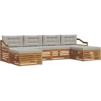 vidaXL Buiten bank set 6 st Natuurlijk en Licht Grijs