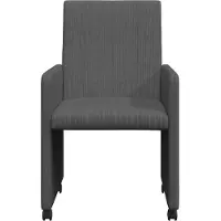 vidaXL Eetkamerstoelen met wielen 2 st Katoenen stof Donkergrijs