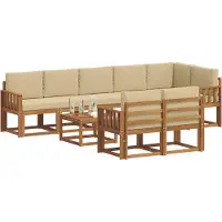 vidaXL Buiten bank set 9 st Natuurlijk en Beige