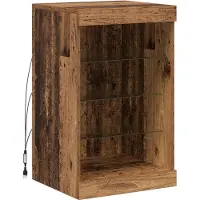 vidaXL LED-zijtafel, gerecycled hout, 41 x 37 x 67 cm, houtvezel